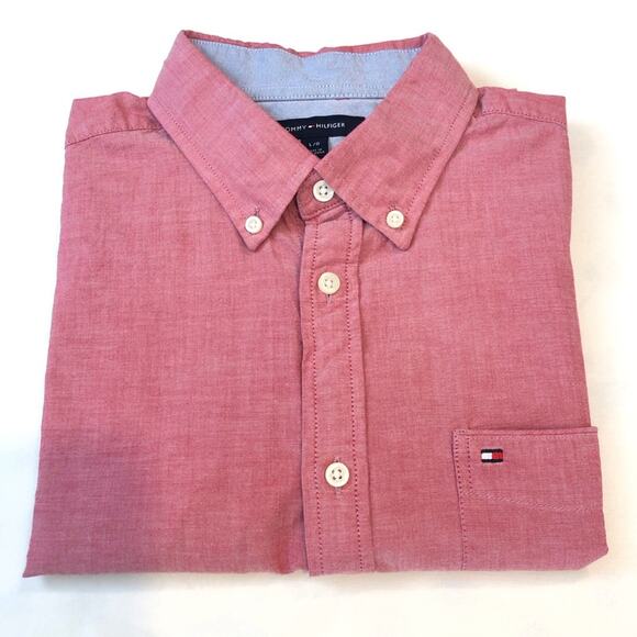 Mens Tommy Hilfiger Red Short Sleeve Short - Picture 1 of 16
